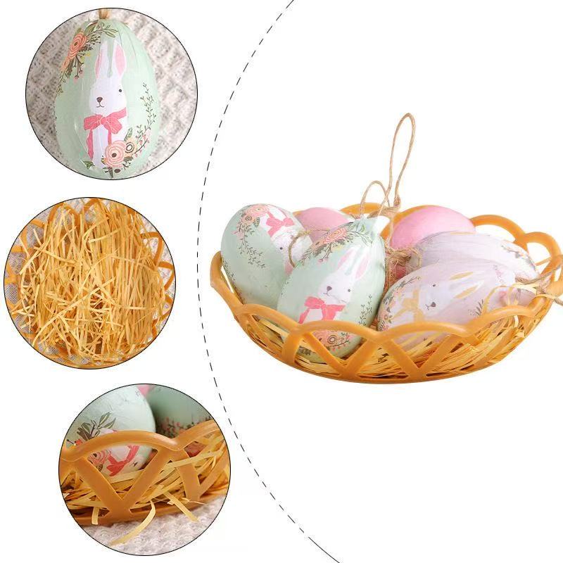 🎃Hot selling creative Easter egg hanging decoration woven basket Easter egg decoration scene layout