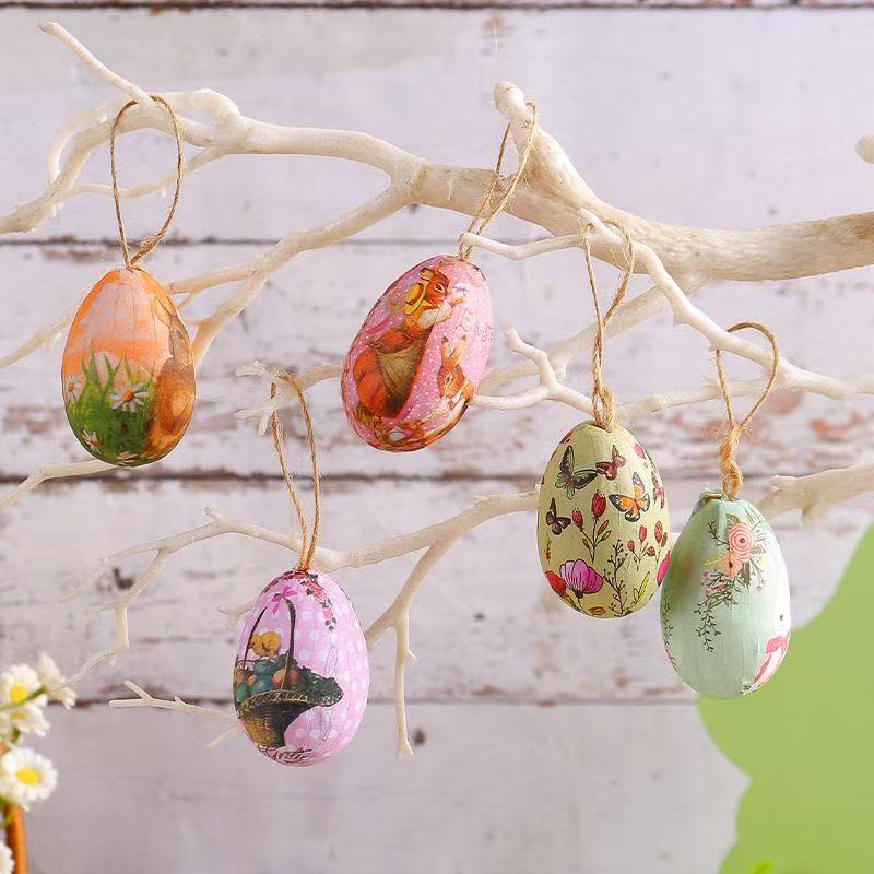 🎃Hot selling creative Easter egg hanging decoration woven basket Easter egg decoration scene layout