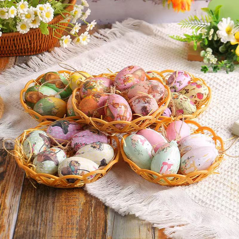 🎃Hot selling creative Easter egg hanging decoration woven basket Easter egg decoration scene layout